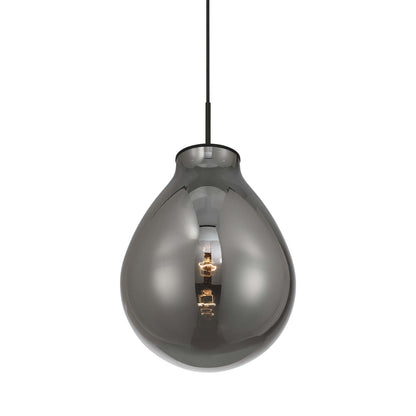 Golden Lighting Drop 12in 1-Light Pendant | Modern Matte Black and Smoke Plated Glass | Kitchen Island & Dining Room | Model 2088-12P BLK-SMP