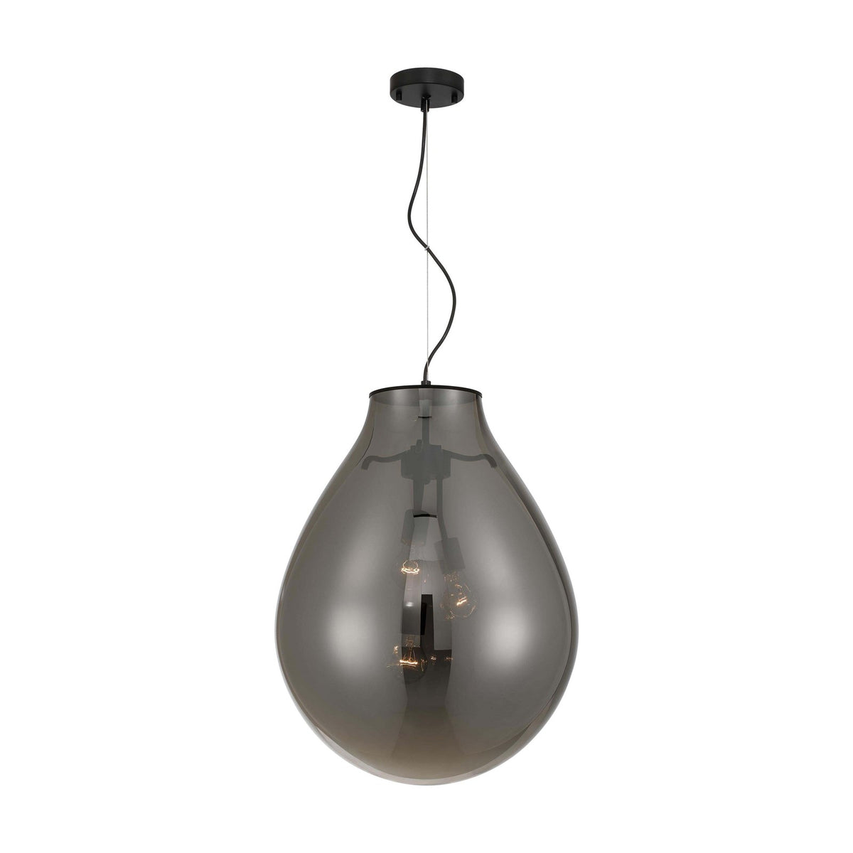 Golden Lighting Drop 19in 3-Light Pendant | Modern Matte Black and Smoke Plated Glass | Kitchen Island & Dining Room | Model 2088-20P BLK-SMP