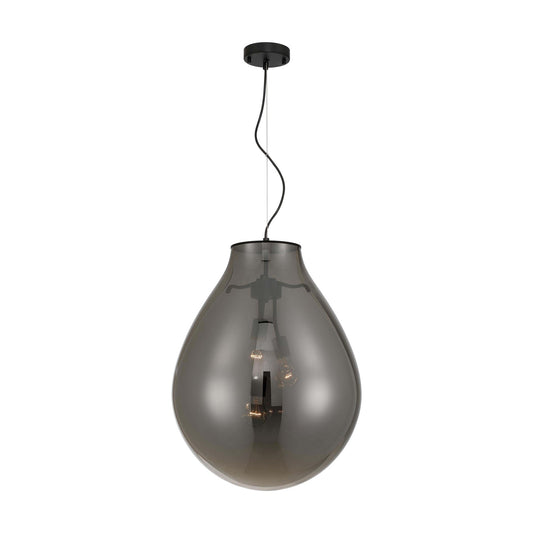 Golden Lighting Drop 19in 3-Light Pendant | Modern Matte Black and Smoke Plated Glass | Kitchen Island & Dining Room | Model 2088-20P BLK-SMP