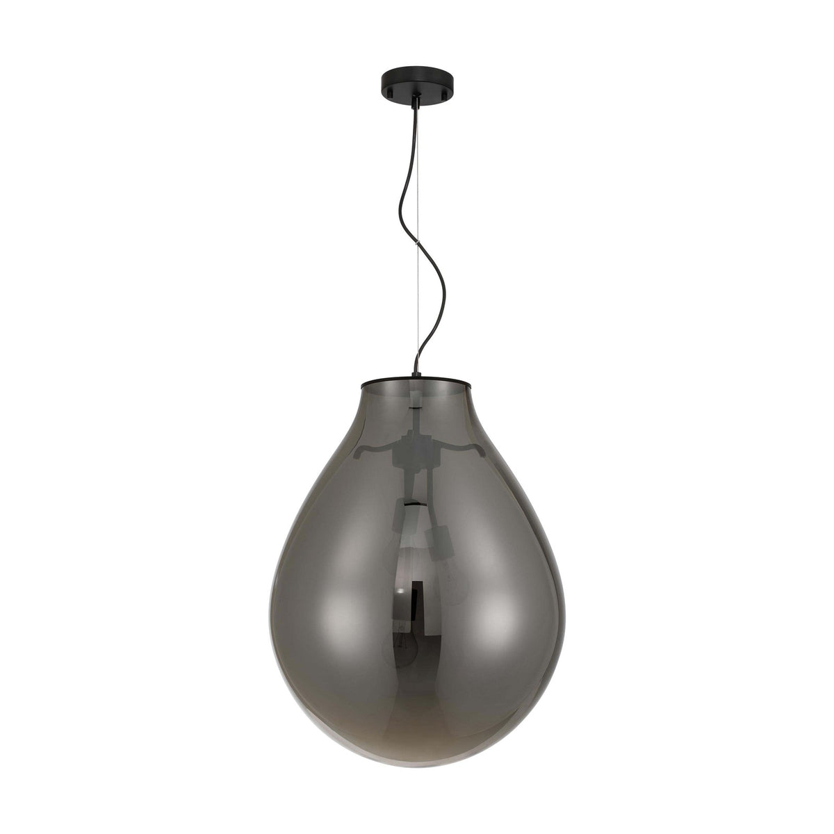 Golden Lighting Drop 19in 3-Light Pendant | Modern Matte Black and Smoke Plated Glass | Kitchen Island & Dining Room | Model 2088-20P BLK-SMP