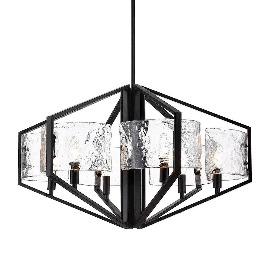 6 Light Chandelier, Matte Black