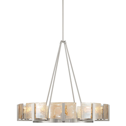 Golden Lighting Aenon 36in 10-Light Chandelier | Rustic Pewter and Amber Water Glass | Dining Room & Foyer | 36 x 36 x 33 in | Model 3164-10 PW-AWG