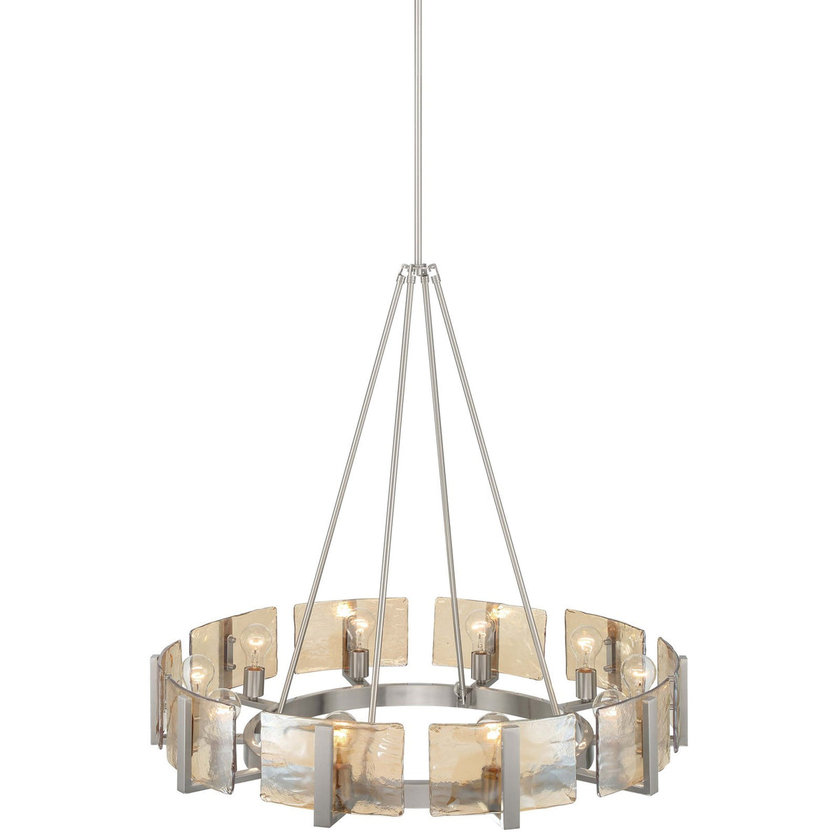 Golden Lighting Aenon 36in 10-Light Chandelier | Rustic Pewter and Amber Water Glass | Dining Room & Foyer | 36 x 36 x 33 in | Model 3164-10 PW-AWG