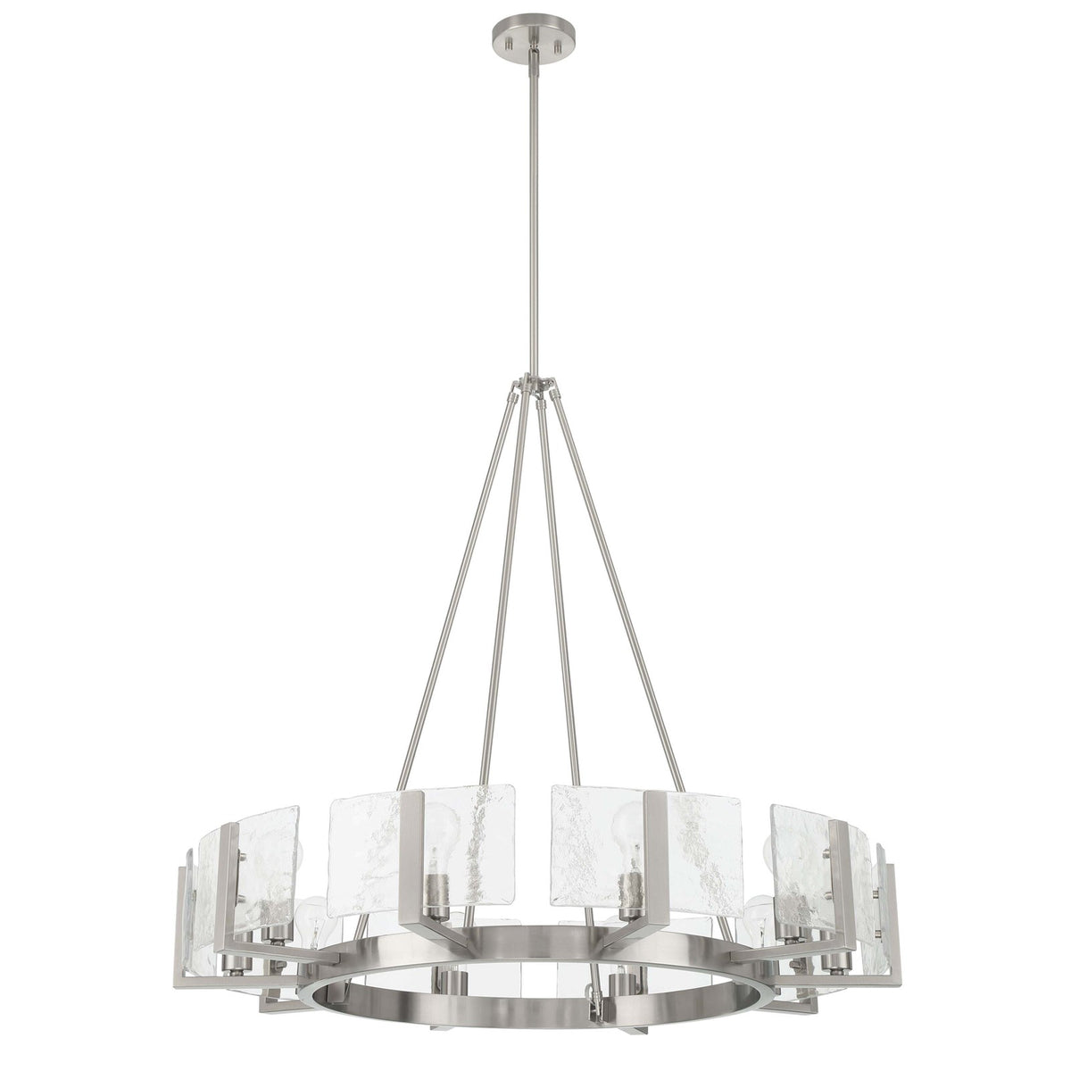 Golden Lighting Aenon 36in 10-Light Chandelier | Rustic Pewter and Hammered Water Glass | Dining Room & Foyer | 36 x 36 x 33 in | Model 3164-10 PW-HWG