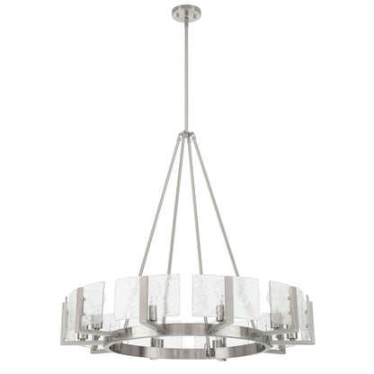 Golden Lighting Aenon 36in 10-Light Chandelier | Rustic Pewter and Hammered Water Glass | Dining Room & Foyer | 36 x 36 x 33 in | Model 3164-10 PW-HWG