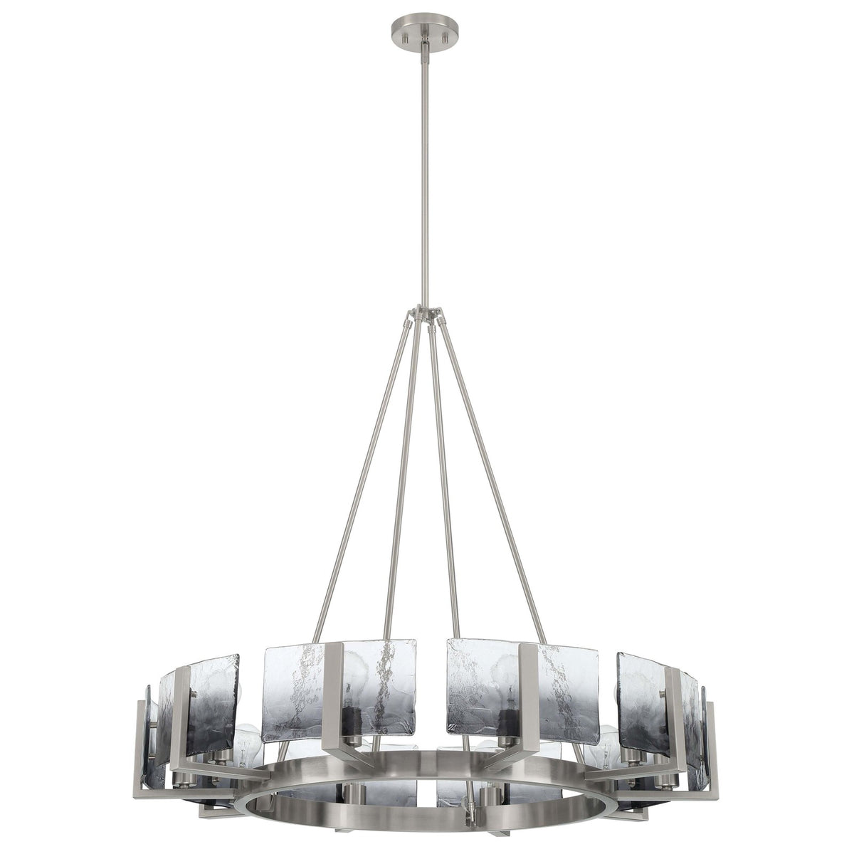 Golden Lighting Aenon 36in 10-Light Chandelier | Rustic Pewter and Smoky Water Glass | Dining Room & Foyer | 36 x 36 x 33 in | Model 3164-10 PW-SWG