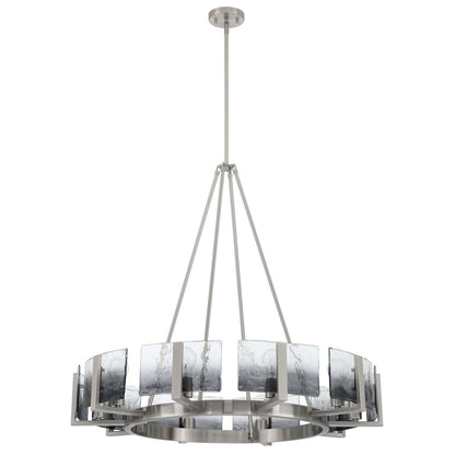 Golden Lighting Aenon 36in 10-Light Chandelier | Rustic Pewter and Smoky Water Glass | Dining Room & Foyer | 36 x 36 x 33 in | Model 3164-10 PW-SWG