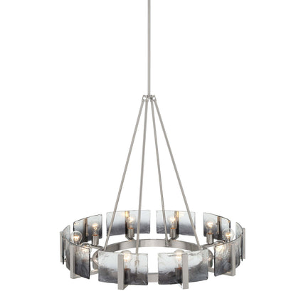 Golden Lighting Aenon 36in 10-Light Chandelier | Rustic Pewter and Smoky Water Glass | Dining Room & Foyer | 36 x 36 x 33 in | Model 3164-10 PW-SWG