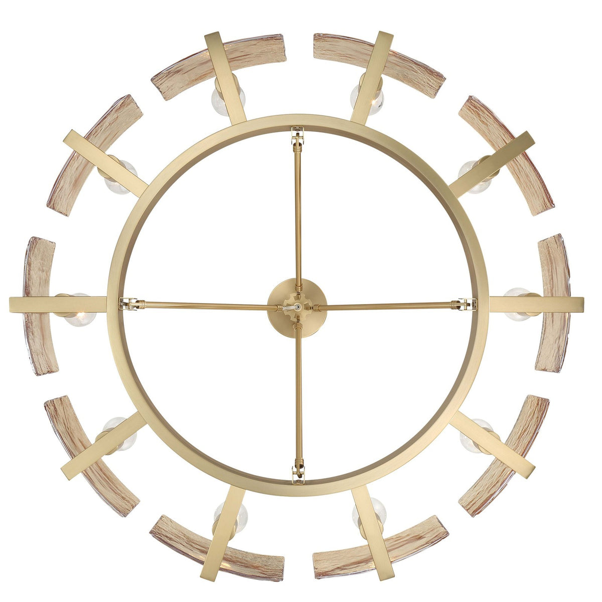 Golden Lighting Aenon 36in 10-Light Semi-Flush Mount | Rustic Brushed Champagne Brass and Amber Water Glass | Dining Room | Model 3164-10SF BCB-AWG