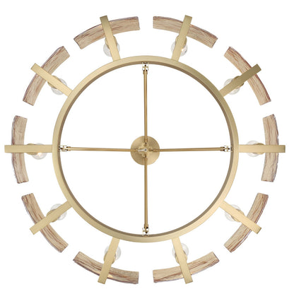 Golden Lighting Aenon 36in 10-Light Semi-Flush Mount | Rustic Brushed Champagne Brass and Amber Water Glass | Dining Room | Model 3164-10SF BCB-AWG