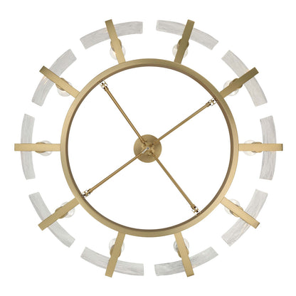 Golden Lighting Aenon 10-Light Semi-Flush Mount | Rustic Brushed Champagne Brass and Hammered Water Glass | Dining Room | Model 3164-10SF BCB-HWG