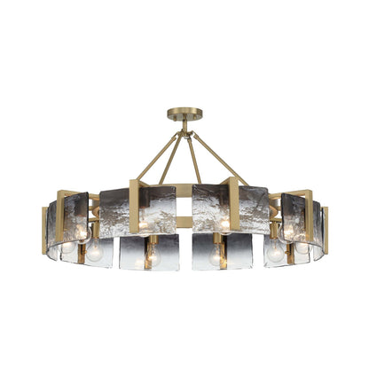 Golden Lighting Aenon 36in 10-Light Semi-Flush Mount | Rustic Brushed Champagne Brass and Smoky Water Glass | Dining Room | Model 3164-10SF BCB-SWG