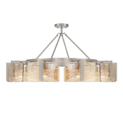 Golden Lighting Aenon 36in 10-Light Semi-Flush Mount | Rustic Pewter and Amber Water Glass | Dining Room & Foyer | Model 3164-10SF PW-AWG