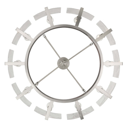 Golden Lighting Aenon 36in 10-Light Semi-Flush Mount | Rustic Pewter and Hammered Water Glass | Foyer & Dining Room | Model 3164-10SF PW-HWG