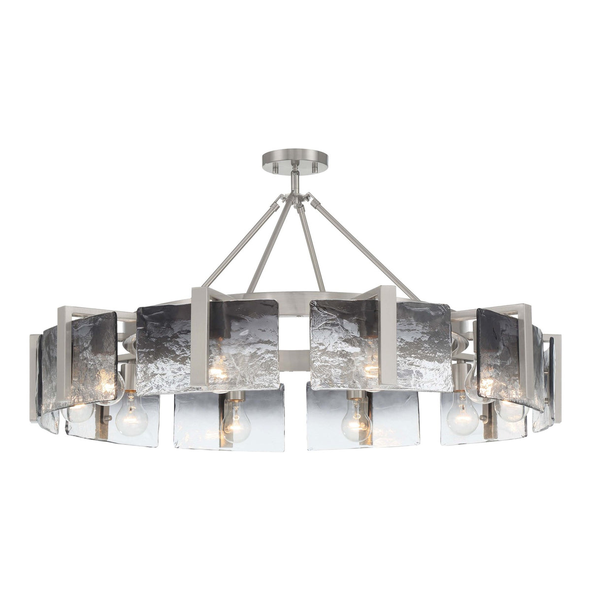 Golden Lighting Aenon 36in 10-Light Semi-Flush Mount | Rustic Pewter and Smoky Water Glass | Dining Room & Foyer | Model 3164-10SF PW-SWG