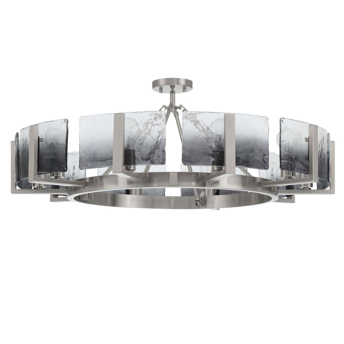 Golden Lighting Aenon 36in 10-Light Semi-Flush Mount | Rustic Pewter and Smoky Water Glass | Dining Room & Foyer | Model 3164-10SF PW-SWG