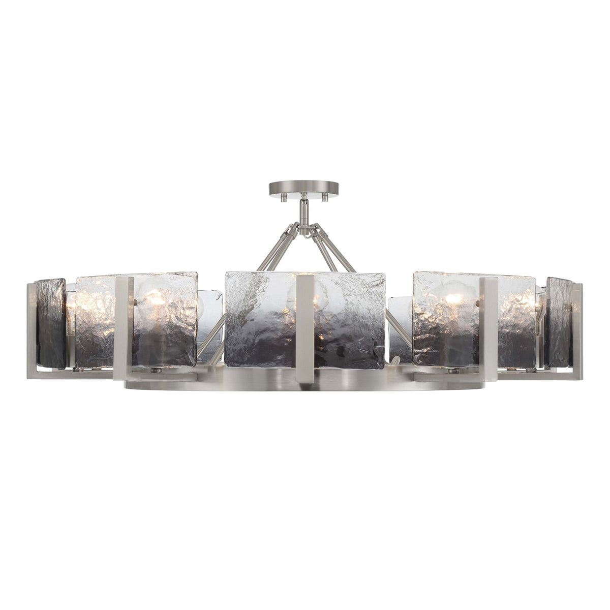 Golden Lighting Aenon 36in 10-Light Semi-Flush Mount | Rustic Pewter and Smoky Water Glass | Dining Room & Foyer | Model 3164-10SF PW-SWG