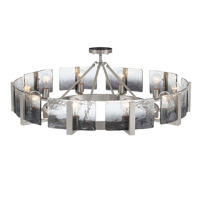 Golden Lighting Aenon 36in 10-Light Semi-Flush Mount | Rustic Pewter and Smoky Water Glass | Dining Room & Foyer | Model 3164-10SF PW-SWG