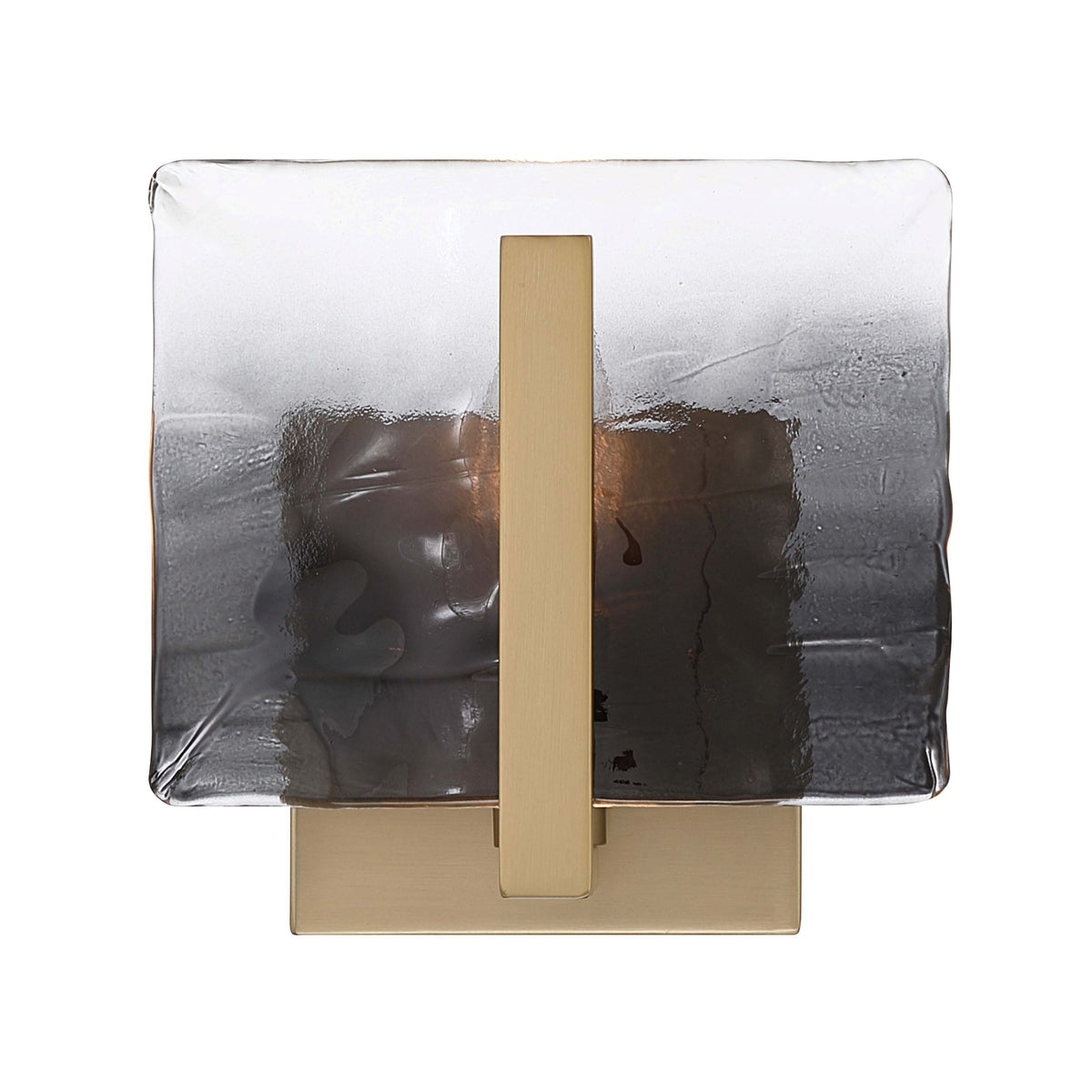 Golden Lighting Aenon 1-Light Wall Sconce | Rustic Brushed Champagne Brass and Smoky Water Glass | Hallway & Bathroom | Model 3164-1W BCB-SWG