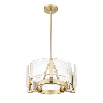 Golden Lighting Aenon 17in 3-Light Chandelier | Rustic Brushed Champagne Brass and Amber Water Glass | Dining Room & Foyer | Model 3164-3 BCB-AWG