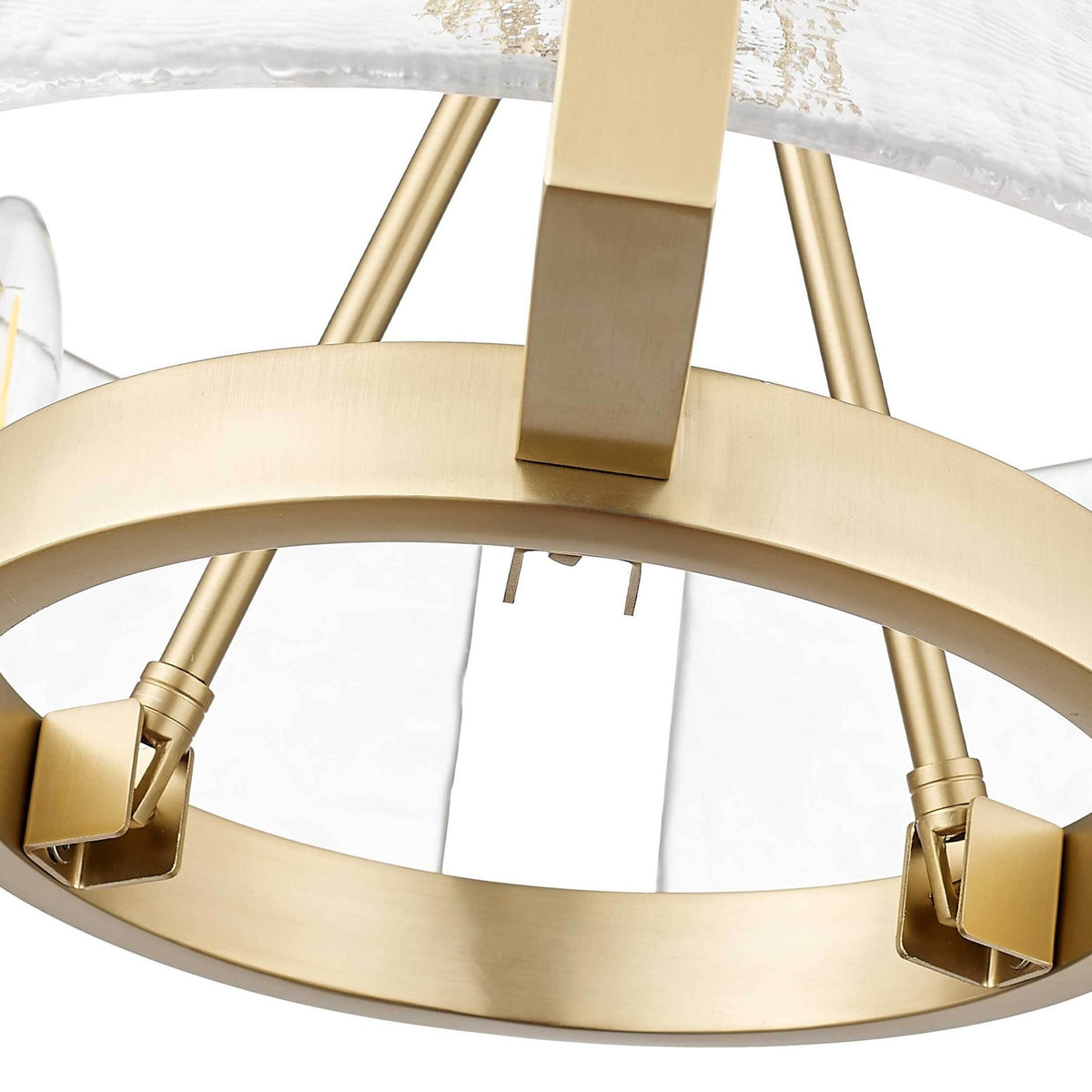 Golden Lighting Aenon 17in 3-Light Chandelier | Rustic Brushed Champagne Brass and Amber Water Glass | Dining Room & Foyer | Model 3164-3 BCB-AWG