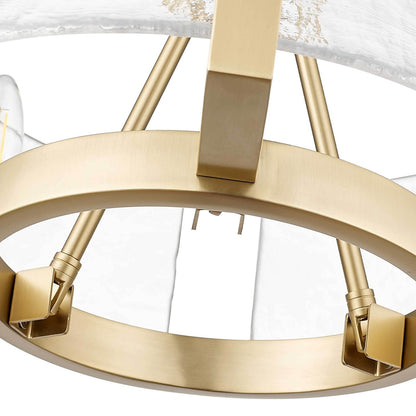 Golden Lighting Aenon 17in 3-Light Chandelier | Rustic Brushed Champagne Brass and Amber Water Glass | Dining Room & Foyer | Model 3164-3 BCB-AWG