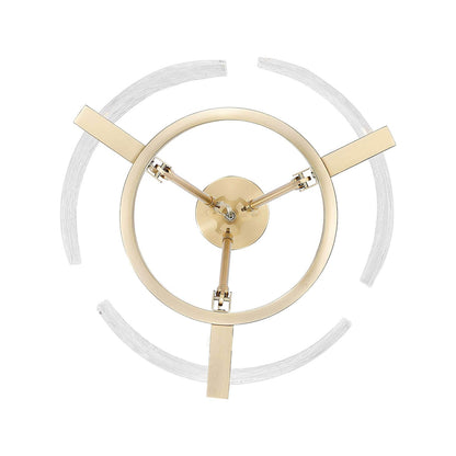 Golden Lighting Aenon 17in 3-Light Chandelier | Rustic Brushed Champagne Brass and Amber Water Glass | Dining Room & Foyer | Model 3164-3 BCB-AWG