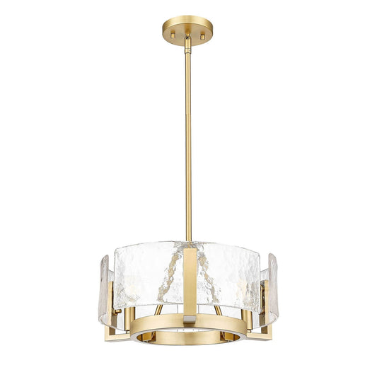 Golden Lighting Aenon 16.5in 3-Light Chandelier | Rustic Brushed Champagne Brass and Hammered Water Glass | Dining Room | Model 3164-3 BCB-HWG