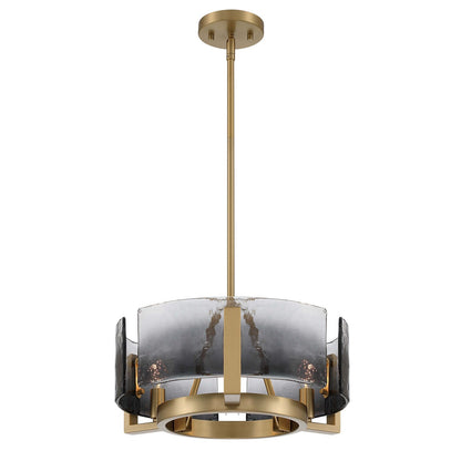 Golden Lighting Aenon 16.5in 3-Light Chandelier | Rustic Lodge Brushed Champagne Brass and Smoky Water Glass | Dining Room | Model 3164-3 BCB-SWG