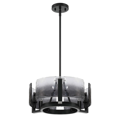 Golden Lighting Aenon 16in 3-Light Chandelier | Rustic Matte Black and Smoky Water Glass | Dining Room & Foyer | Model 3164-3 BLK-SWG