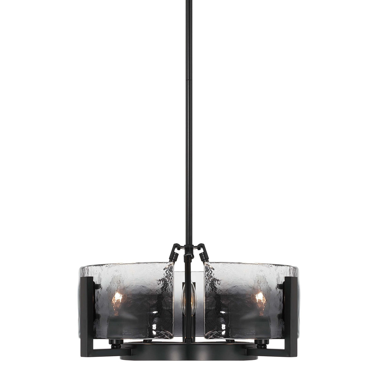 Golden Lighting Aenon 16in 3-Light Chandelier | Rustic Matte Black and Smoky Water Glass | Dining Room & Foyer | Model 3164-3 BLK-SWG