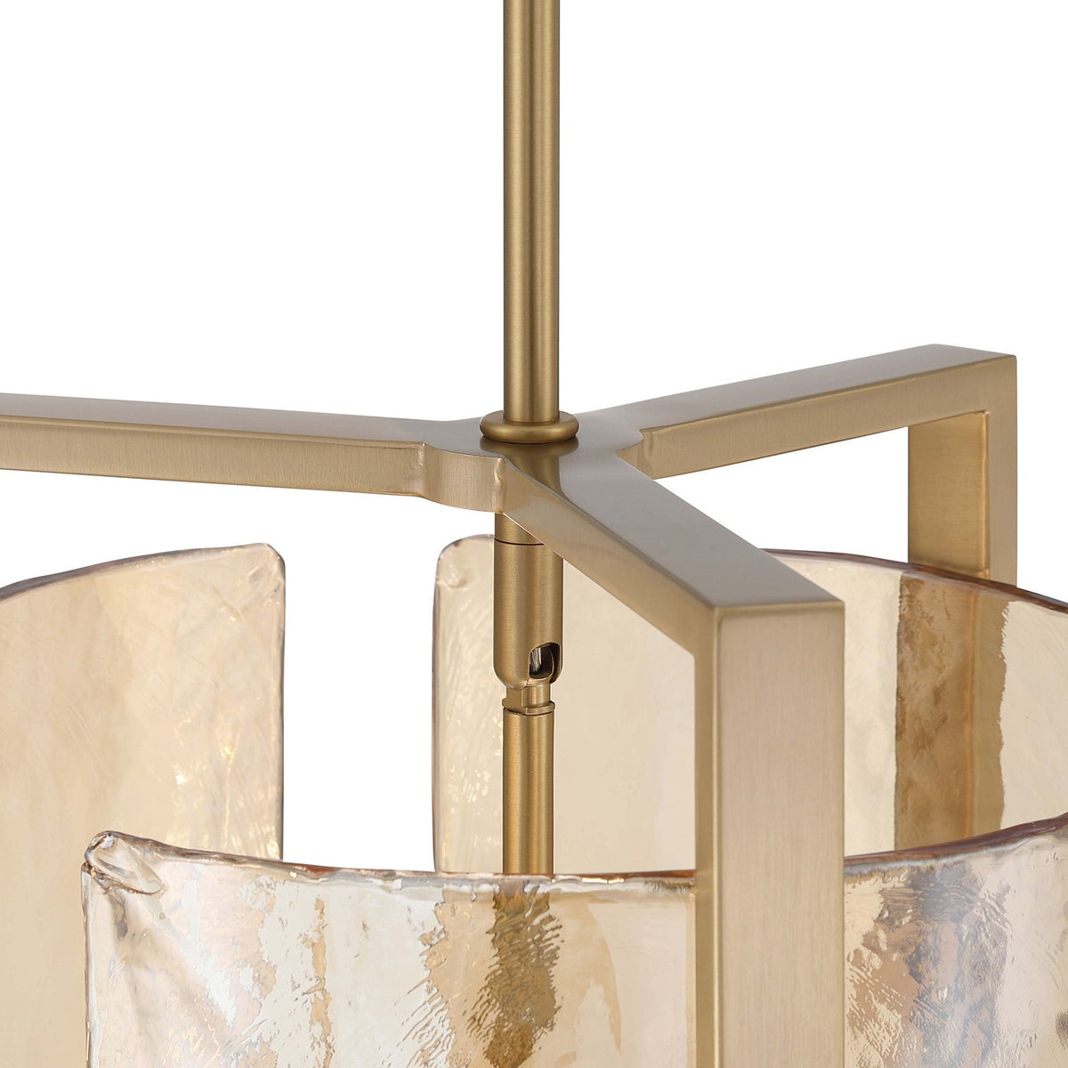 Golden Lighting Aenon 13in 3-Light Pendant | Rustic Brushed Champagne Brass and Amber Water Glass | Kitchen Island & Dining | Model 3164-3P BCB-AWG