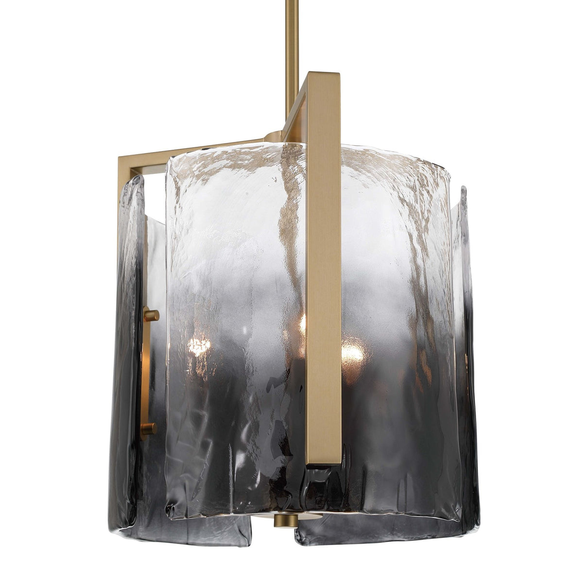 Golden Lighting Aenon 13in 3-Light Pendant | Rustic Brushed Champagne Brass and Smoky Water Glass | Kitchen Island & Dining | Model 3164-3P BCB-SWG