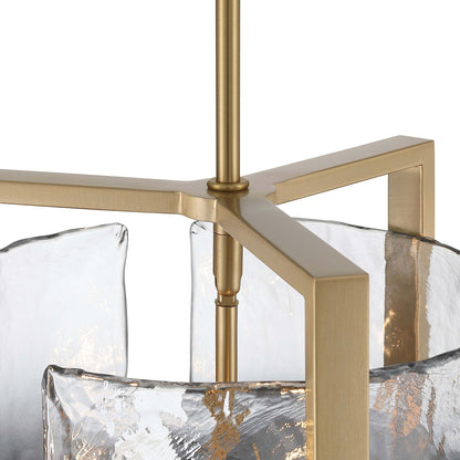 Golden Lighting Aenon 13in 3-Light Pendant | Rustic Brushed Champagne Brass and Smoky Water Glass | Kitchen Island & Dining | Model 3164-3P BCB-SWG