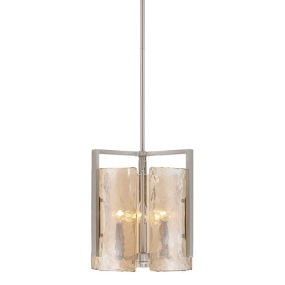 Golden Lighting Aenon 13in 3-Light Pendant | Rustic Pewter and Amber Water Glass | Kitchen Island & Dining Room | Model 3164-3P PW-AWG