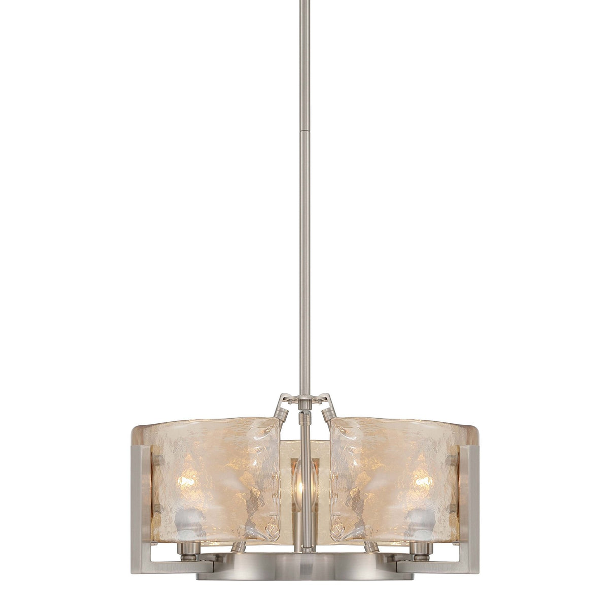 Golden Lighting Aenon 16in 3-Light Chandelier | Rustic Pewter and Amber Water Glass | Dining Room & Foyer | Model 3164-3 PW-AWG
