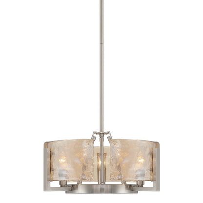 Golden Lighting Aenon 16in 3-Light Chandelier | Rustic Pewter and Amber Water Glass | Dining Room & Foyer | Model 3164-3 PW-AWG