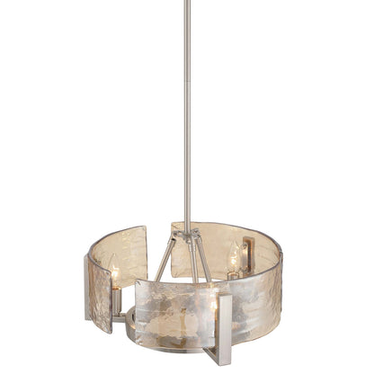 Golden Lighting Aenon 16in 3-Light Chandelier | Rustic Pewter and Amber Water Glass | Dining Room & Foyer | Model 3164-3 PW-AWG