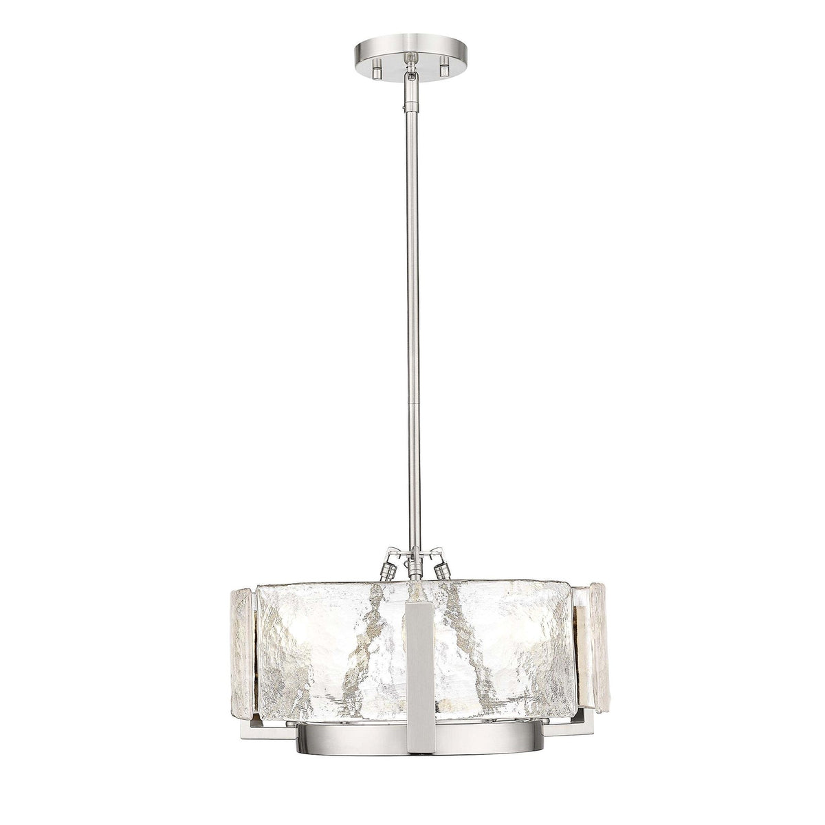 Golden Lighting Aenon 16in 3-Light Chandelier | Rustic Pewter and Hammered Water Glass | Dining Room & Foyer | Model 3164-3 PW-HWG