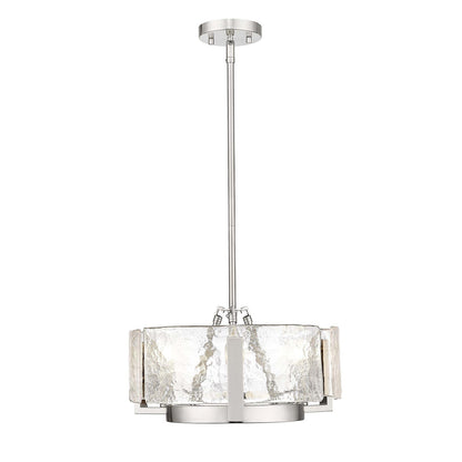 Golden Lighting Aenon 16in 3-Light Chandelier | Rustic Pewter and Hammered Water Glass | Dining Room & Foyer | Model 3164-3 PW-HWG