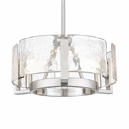 Golden Lighting Aenon 16in 3-Light Chandelier | Rustic Pewter and Hammered Water Glass | Dining Room & Foyer | Model 3164-3 PW-HWG