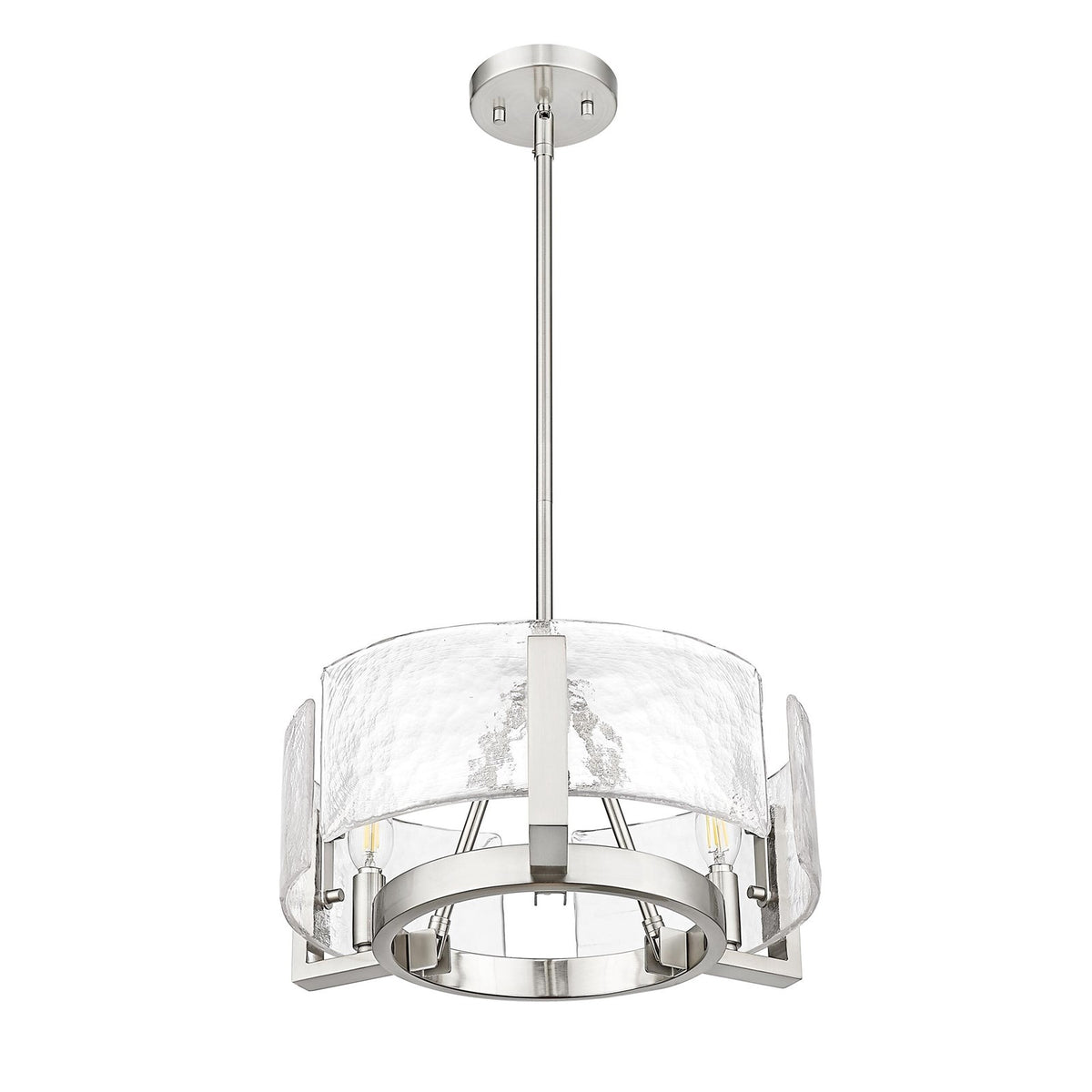 Golden Lighting Aenon 16in 3-Light Chandelier | Rustic Pewter and Hammered Water Glass | Dining Room & Foyer | Model 3164-3 PW-HWG