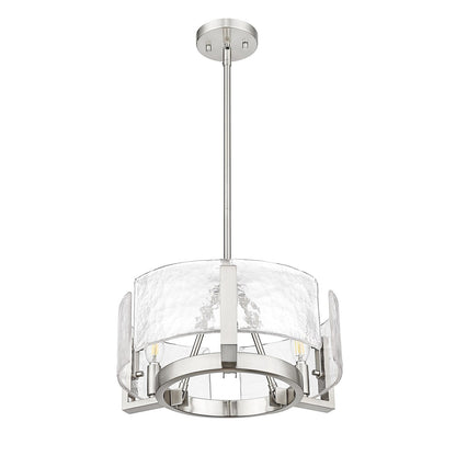 Golden Lighting Aenon 16in 3-Light Chandelier | Rustic Pewter and Hammered Water Glass | Dining Room & Foyer | Model 3164-3 PW-HWG
