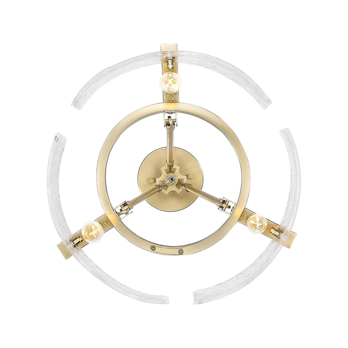 Golden Lighting Aenon 16in 3-Light Semi-Flush Mount | Rustic Brushed Champagne Brass and Hammered Water Glass | Entryway | Model 3164-3SF BCB-HWG