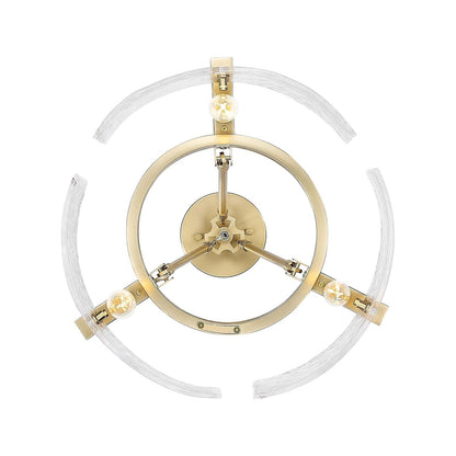 Golden Lighting Aenon 16in 3-Light Semi-Flush Mount | Rustic Brushed Champagne Brass and Hammered Water Glass | Entryway | Model 3164-3SF BCB-HWG