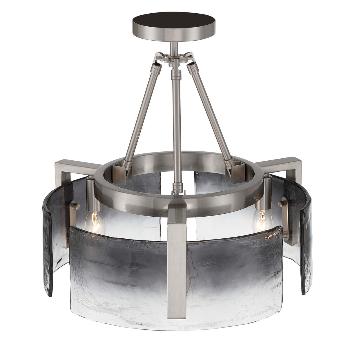 Golden Lighting Aenon 16in 3-Light Semi-Flush Mount | Rustic Pewter and Smoky Water Glass | Entryway & Foyer | Model 3164-3SF PW-SWG