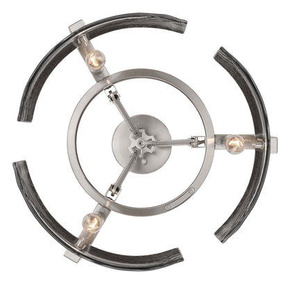 Golden Lighting Aenon 16in 3-Light Semi-Flush Mount | Rustic Pewter and Smoky Water Glass | Entryway & Foyer | Model 3164-3SF PW-SWG