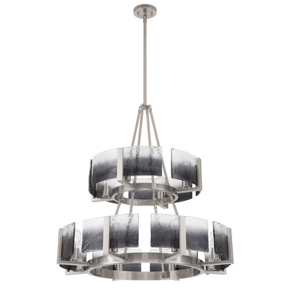 Golden Lighting Aenon 32in 12-Light Chandelier | Rustic Pewter and Smoky Water Glass | Dining Room & Foyer | 32 x 32 x 32 in | Model 3164-4-8 PW-SWG