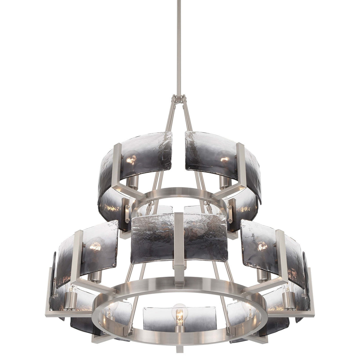 Golden Lighting Aenon 32in 12-Light Chandelier | Rustic Pewter and Smoky Water Glass | Dining Room & Foyer | 32 x 32 x 32 in | Model 3164-4-8 PW-SWG