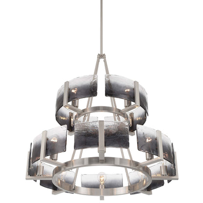 Golden Lighting Aenon 32in 12-Light Chandelier | Rustic Pewter and Smoky Water Glass | Dining Room & Foyer | 32 x 32 x 32 in | Model 3164-4-8 PW-SWG